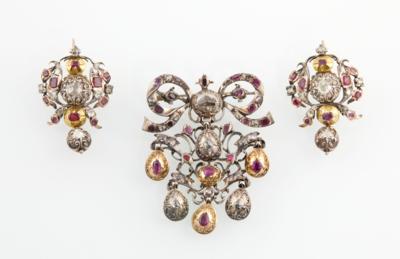 Barocke Diamantrauten Rubingarnitur - Gioielli scelti