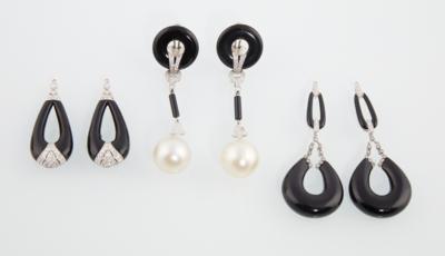 Brillant Onyx Kulturperlen Ohrclipsgehänge - Exquisite jewellery