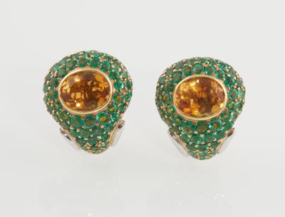 Citrin Smaragd Ohrclips - Exkluzivní šperky
