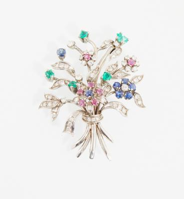 Brillant Farbstein Blütenbrosche - Exquisite jewellery