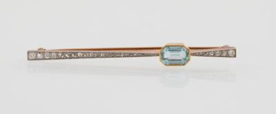 Diamant Aquamarinbrosche - Exquisite jewellery