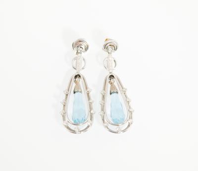 Diamant Aquamarin Ohrsteckgehänge - Exquisite jewellery