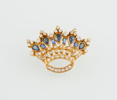 Brillant Saphirbrosche Krone - Exquisite jewellery