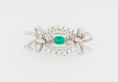 Diamant Smaragd Brosche - Exquisite jewellery