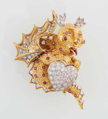 Brillant Rubinbrosche "Drache" - Erlesener Schmuck