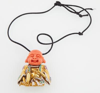 Diamant Korallenanhänger "Happy Buddah" - Gioielli scelti