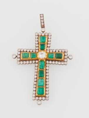 Brillant Smaragd Kreuzanhänger - Gioielli scelti