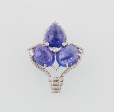 Brillant Tansanit Brosche - Exquisite jewellery