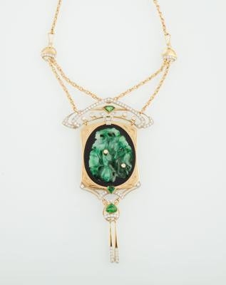 Brillantcollier mit Schmuckstein aus der Jadegruppe - Gioielli scelti