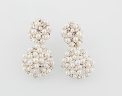 Diamant Kulturperlen Ohrclips-gehänge - Exquisite jewellery