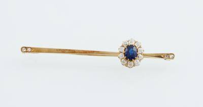 Altschliffdiamant Saphir Brosche - Exquisite jewellery