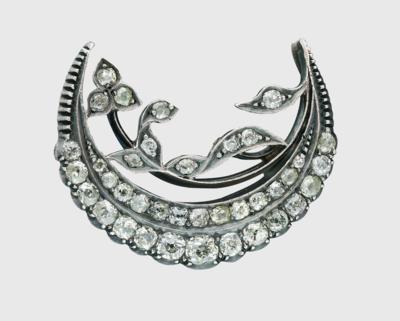 Altschliffdiamant Brosche Mond zus. ca. 3 ct - Exquisite jewellery