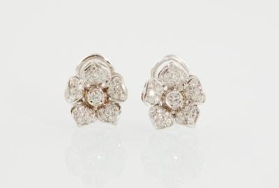 Brillant Blüten Ohrclips zus. ca. 0,90 ct - Exquisite jewellery