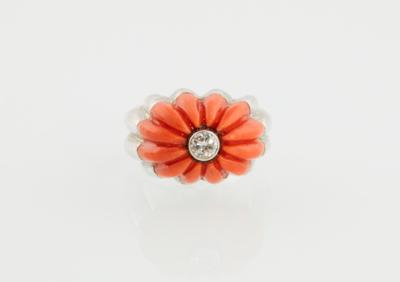 Brillant Korallen Ring - Erlesener Schmuck