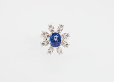 Brillantring mit unbehandeltem Saphir ca. 1,80 ct - Erlesener Schmuck