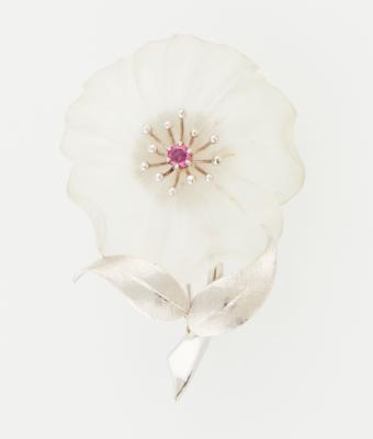 Bergkristall Blüten Brosche - Erlesener Schmuck