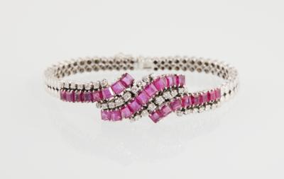 Brillant Armband mit tlw. unbehandelten Rubine zus. ca. 5 ct - Exkluzivní šperky