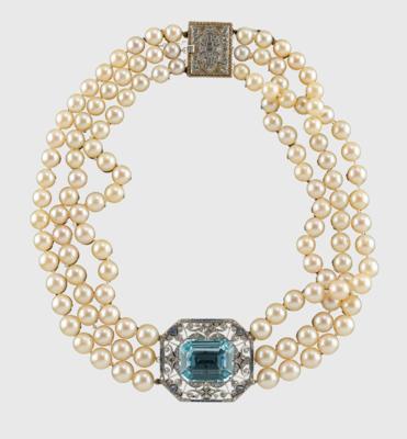 Aquamarin Kulturperlen Collier - Exquisite Jewellery - Christmas Auction