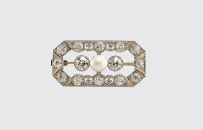 Diamant Orientperlen Brosche - Exquisite Jewellery - Christmas Auction