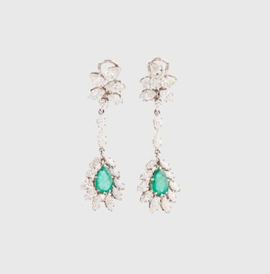 Diamant Smaragd Ohrgehänge - Erlesener Schmuck - Weihnachtsauktion
