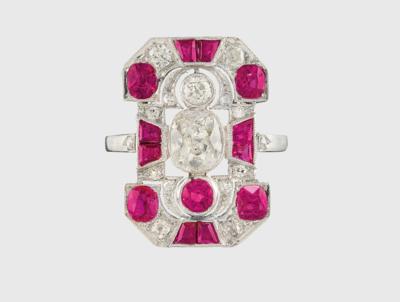 Diamantring mit unbehandelten Rubinen und synthetischen Korunden - Exquisite Jewellery - Christmas Auction