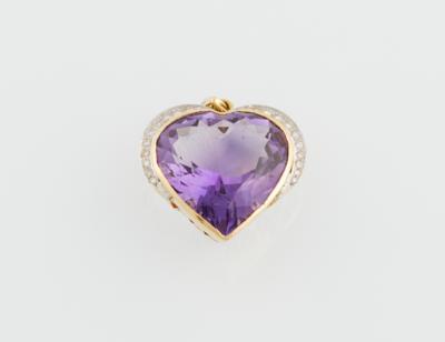 Brillant Diamant Amethyst Herzanhänger - Exquisite jewellery