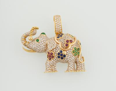 Brillant Farbsteinanhänger Elefant - Erlesener Schmuck