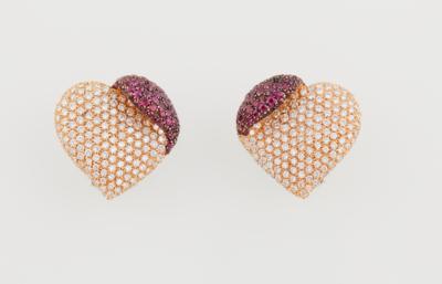 Brillant Rubin Ohrclips Herz - Exquisite jewels
