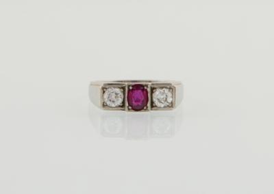 Brillantring mit unbehandeltem Rubin ca. 0,60 ct - Erlesener Schmuck