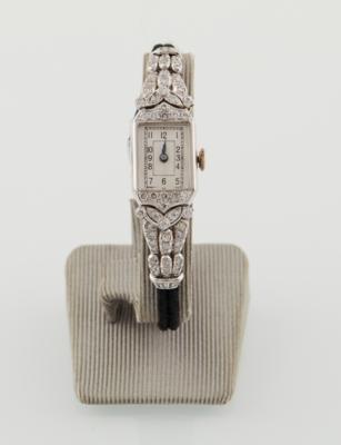 Damenschmuckarmbanduhr mit Diamanten und Scharniergehäuse, um 1920 -- Gehäuse: - Exkluzivní šperky