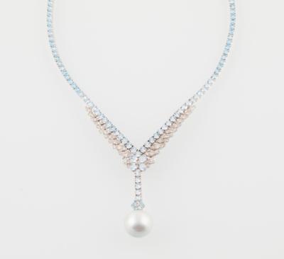 Aquamarin Südseekulturperlen Collier mit Brillanten - Exquisite jewellery
