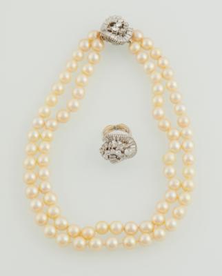 Diamant Kulturperlen Garnitur zus. ca. 10 ct - Exquisite jewellery