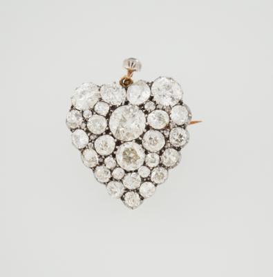 Altschliffdiamant Herzanhänger zus. ca. 6 ct - Exquisite jewellery