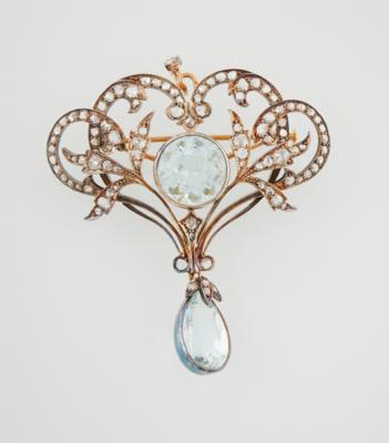 Diamant Aquamarin Anhänger - Exquisite jewellery