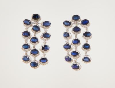 Diamant Ohrgehänge mit behandelten Saphiren - Exquisite jewellery