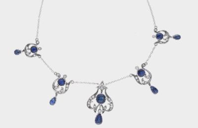 Altschliffdiamant Saphir Collier - Exquisite jewels