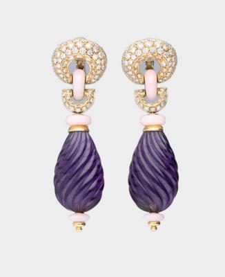 Brillant Amethyst Ohrclipgehänge - Exquisite jewels