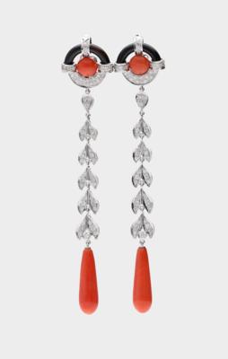 Brillant Korallen Ohrsteckgehänge - Exquisite jewels