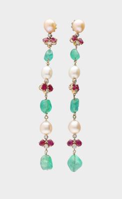 Brillant Smaragd Ohrsteckgehänge - Exquisite jewels