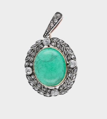 Diamant Smaragd Anhänger Arbeit um 1900 - Gioielli scelti