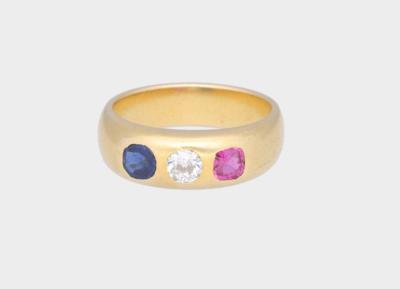 Altschliffdiamant Ring mit unbehandelten Saphiren zus. ca. 0,50 ct - Exquisite jewels