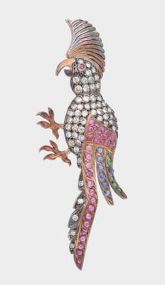 Brillant Farbsteinbrosche "Kakadu" - Exkluzivní šperky