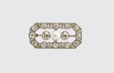 Diamant Orientperlen Brosche - Exquisite jewels