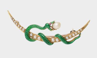 Naturperlen Brosche Schlange - Exquisite jewels