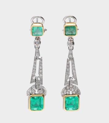 Smaragd Ohrgehänge zus. ca. 6 ct - Exquisite jewels