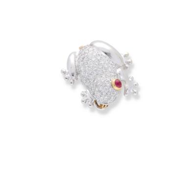 Brillantbrosche Frosch zus. ca. 1 ct - Erlesener Schmuck