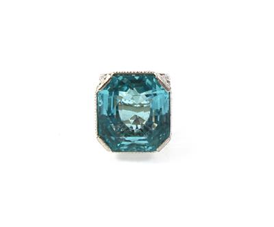 Diamant Aquamarinring - Klenoty