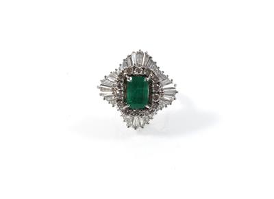 Diamant Smaragdring - Diamanten und exklusive Farbsteinvarietäten