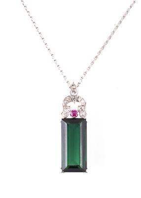 Turmalin Diamant Rubin Anhänger - Jewellery