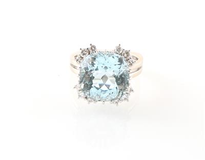 Aquamarinring ca. 10 ct - Exclusive diamonds and gems